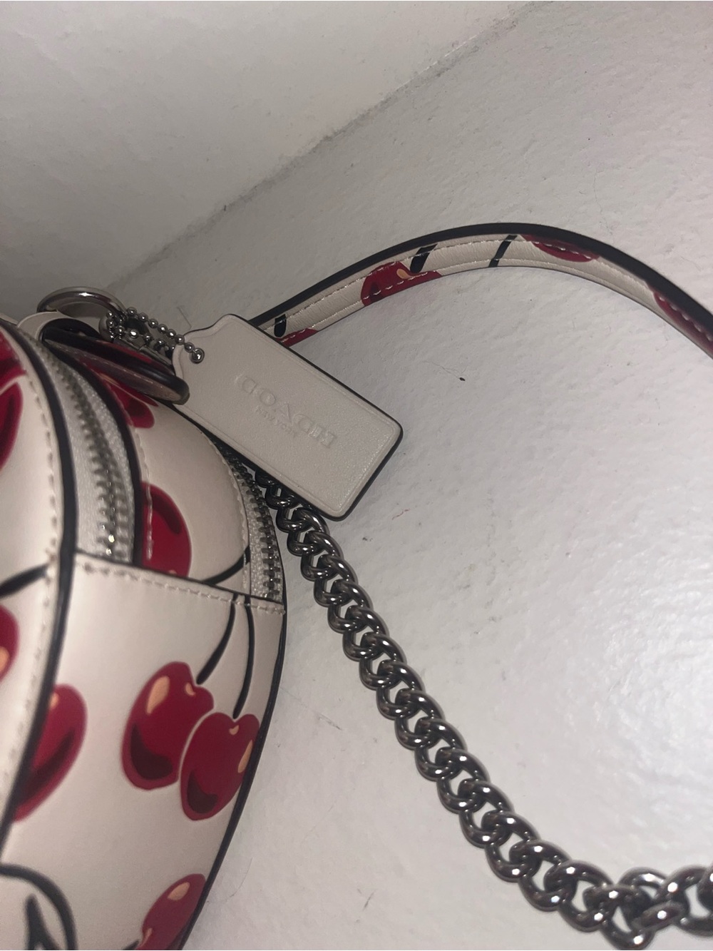Coach White Heart-Shaped Crossbody with Red Cherry Print - Picture 2 of 7